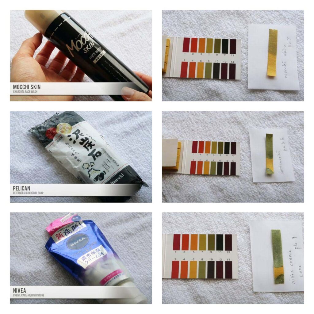 pH пенки для умывания Nivea, мусса MoccHi Skin и мыла Pelican