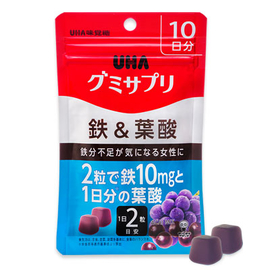 UHA Gummy Supple железо и фолиевая кислота со вкусом ягод асаи
