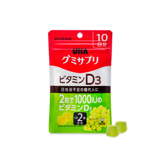 UHA Gummy Supple витамин D3 со вкусом винограда
