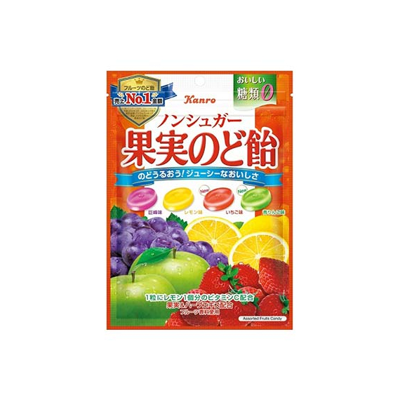 Kanro Non-Sugar Assorted Fruits Candy фруктовые леденцы без сахара